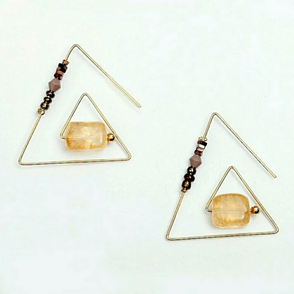 ๐HP๐ Triangle Threader Earrings Gold - Picture 2 of 5